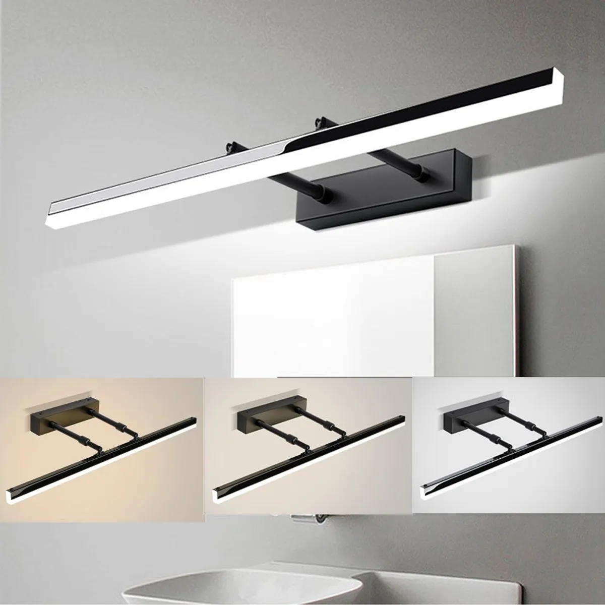 HOME NEAT - lampara baño de Espejo LED 9W 3 Colores 40CM Negro
