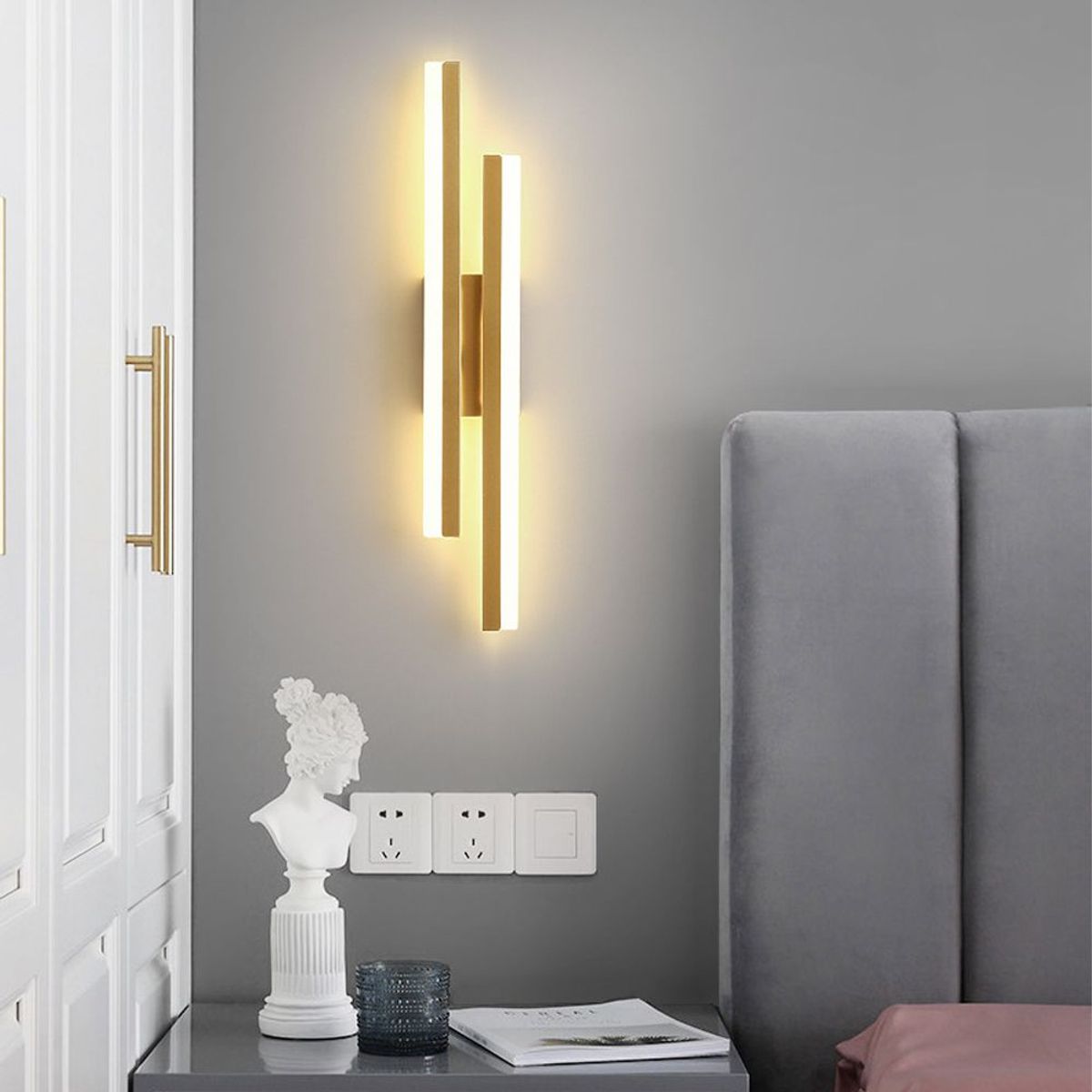 HOME NEAT - Lámpara de pared LED 16W 3 colores Para Salon Dormitorio Oro
