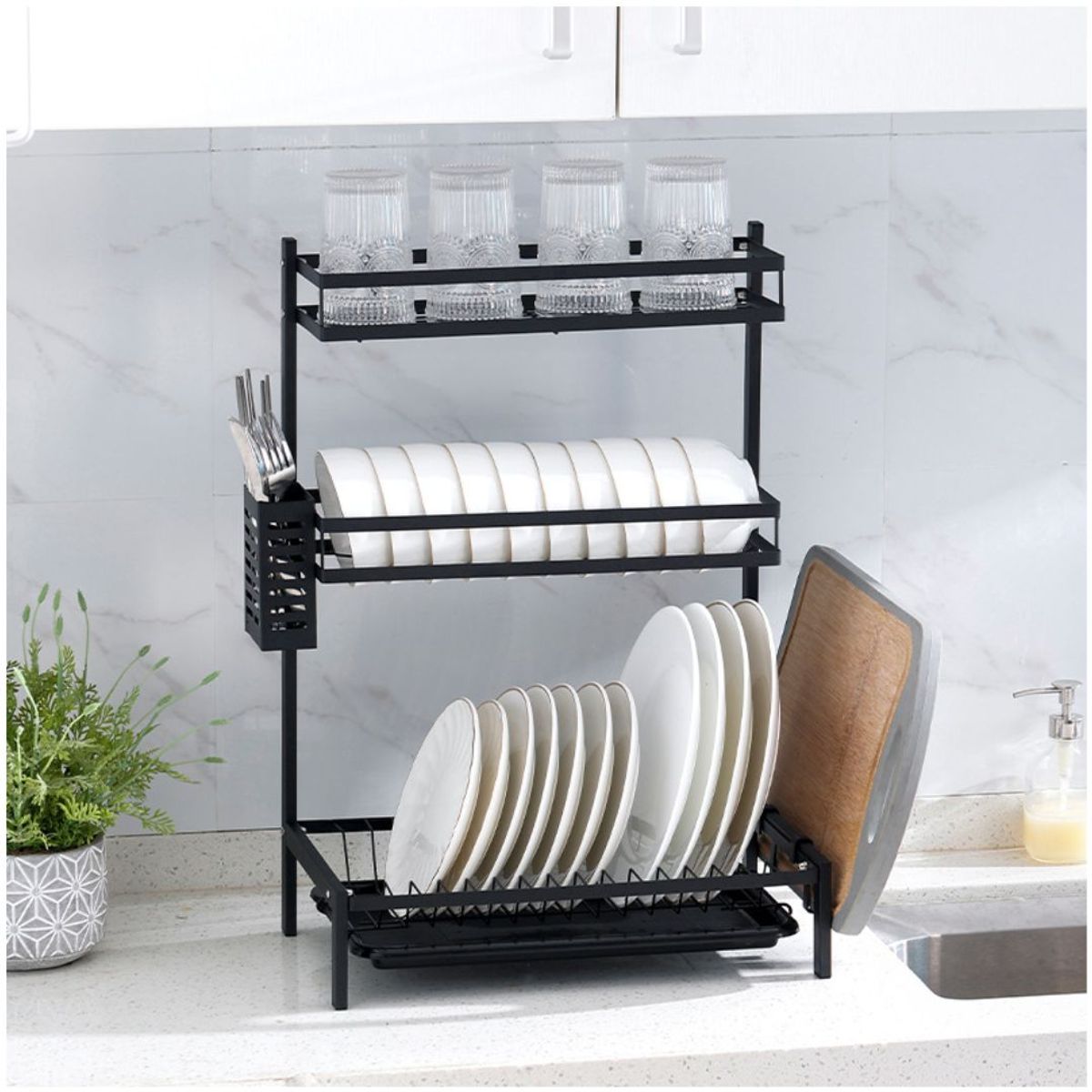 INSPIRA MARKET - Escurridor de platos 3 niveles multifuncional