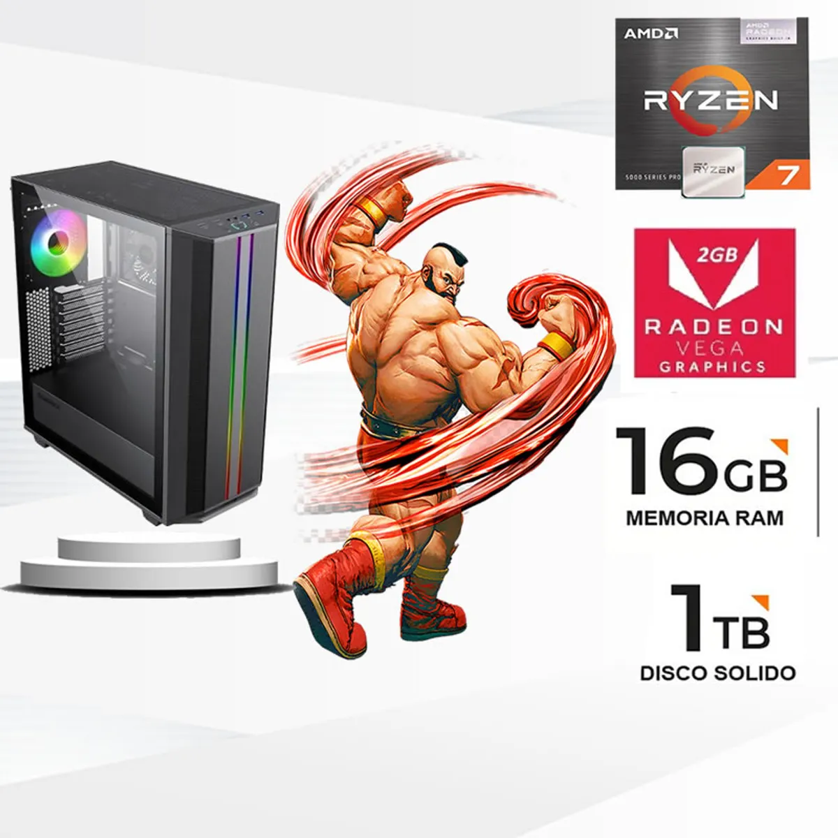 AMD - Computadora ryzen 7 5700g ram 16gb ssd 1TB monitor 27 full hd