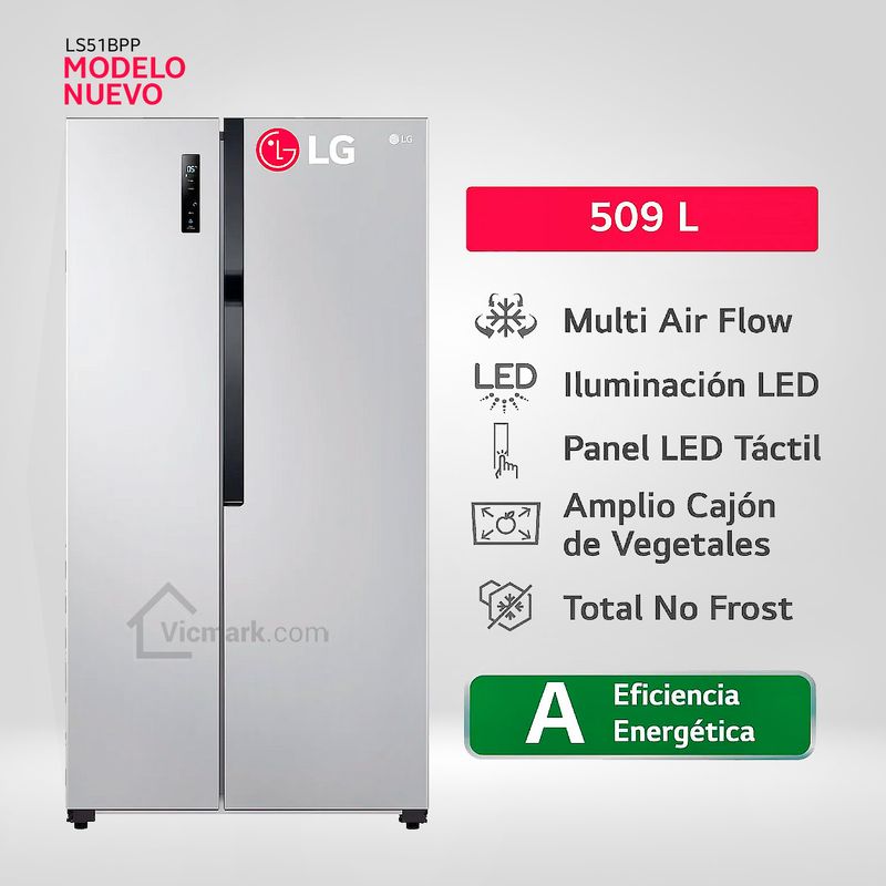 LG - Refrigeradora LG LS51BPP 509L Múltiple Flujo de aire Side By Side LS51BPP