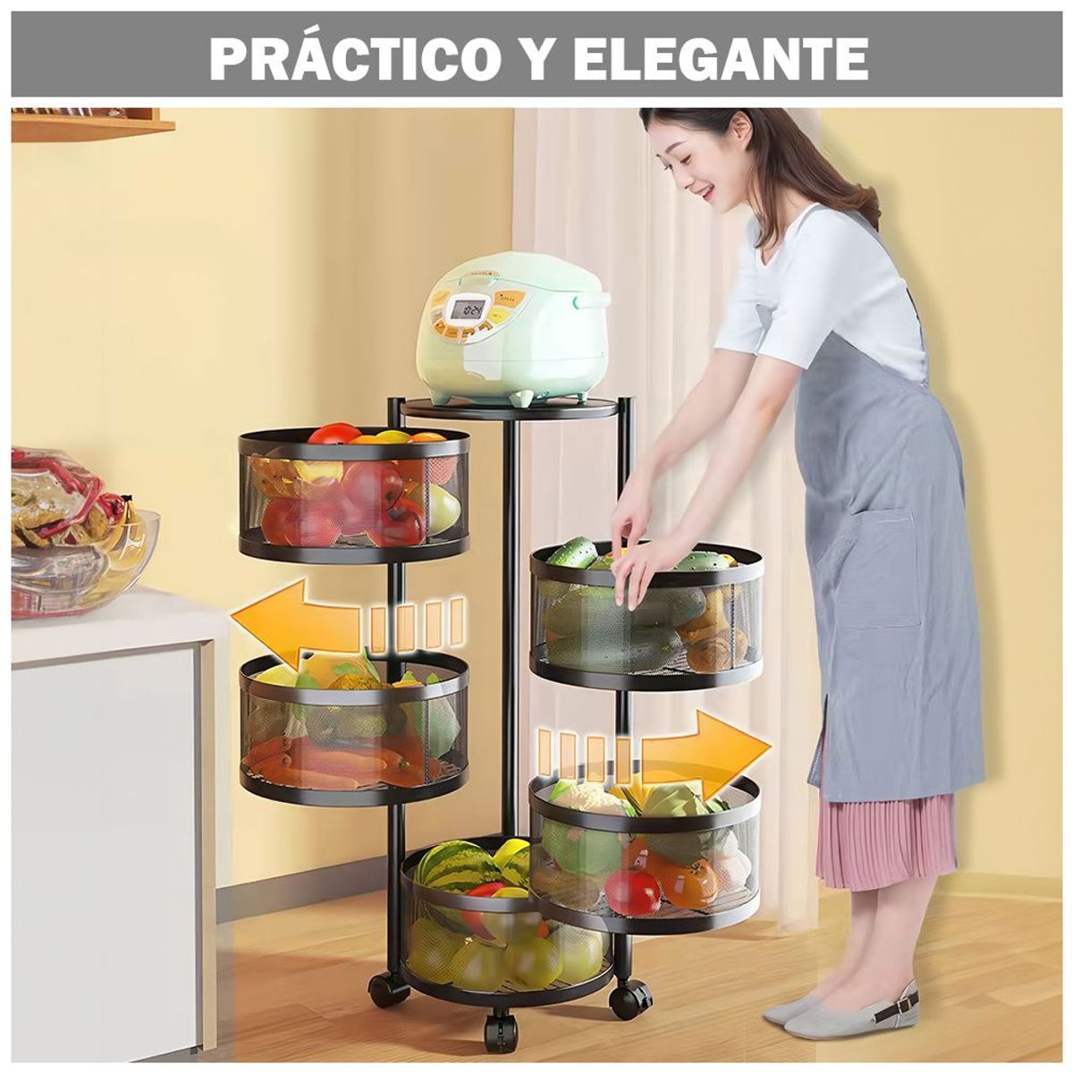 KELLER - Estante Giratorio Organizador Verdulero Frutero 5 Niveles Circular ZD2