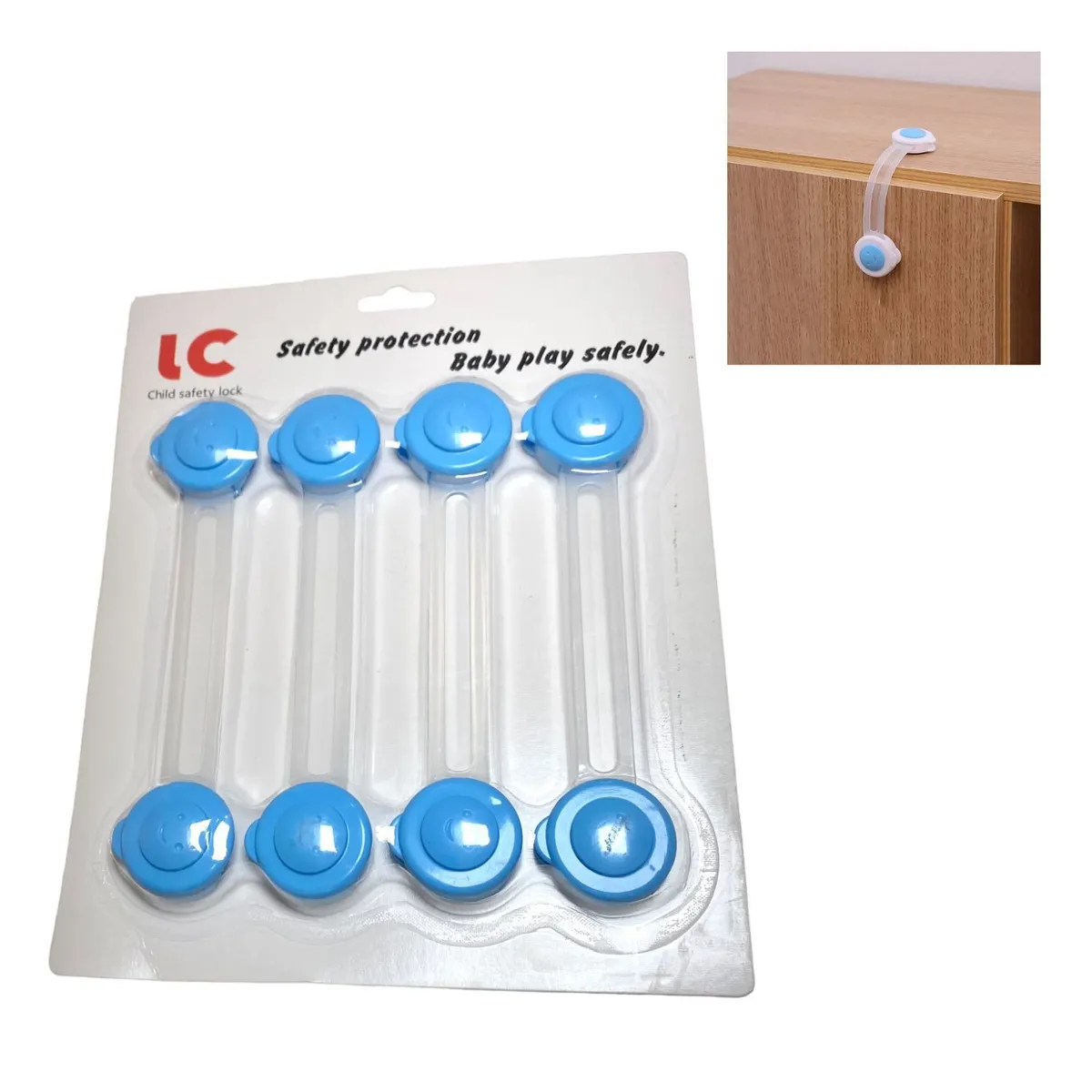 GENERICO - Seguros para Cajones Set x 8 Unds Celeste