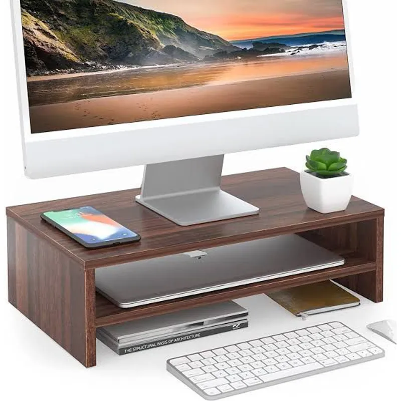 AMUEBLE - Base Soporte para monitores Gold marron Repisa para monitores