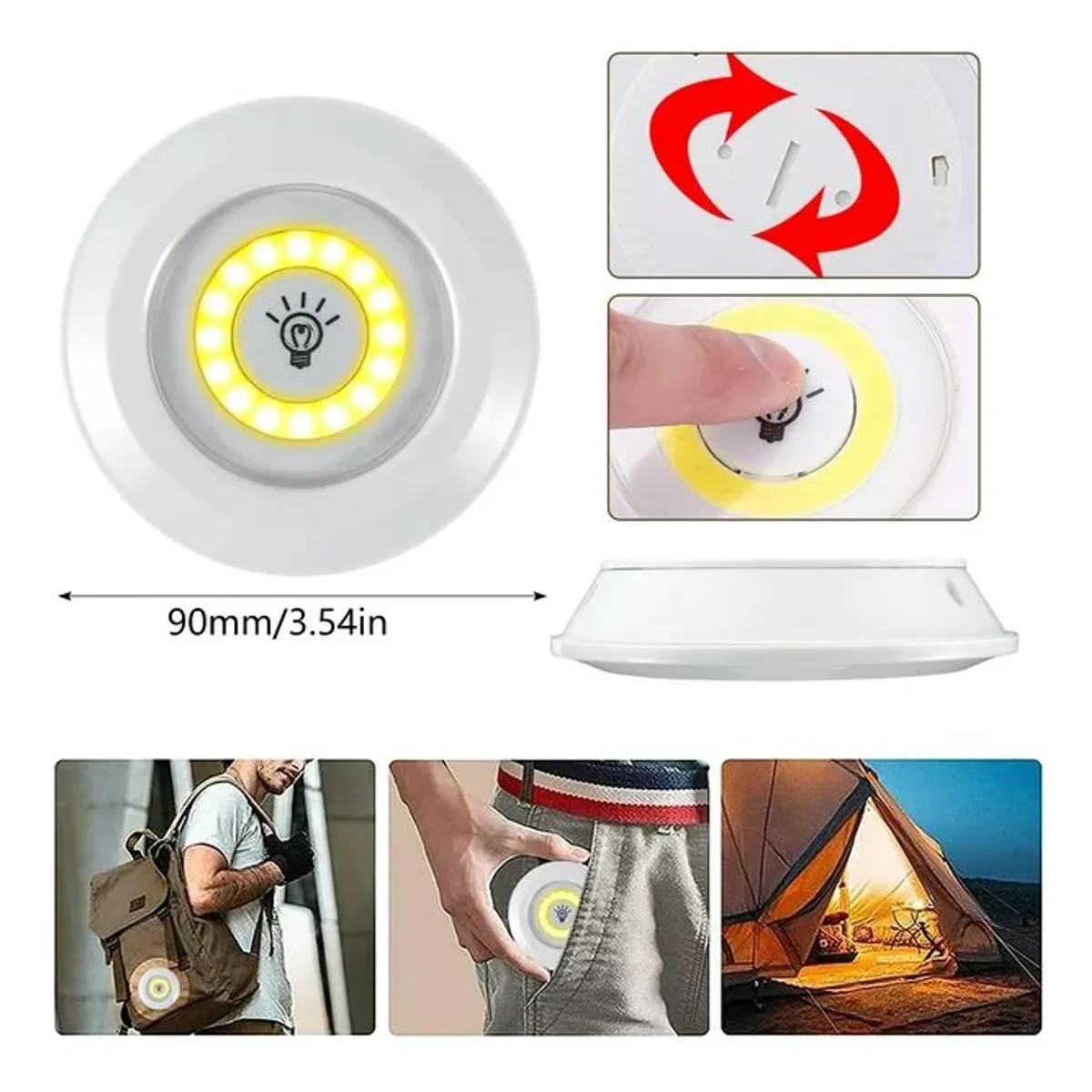 GENERICO - Kit 3 luces pegables LED con control a pila para hogar,cocina y más