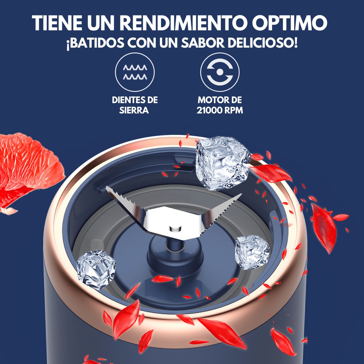 DEERMA - Licuadora Inalámbrica Portatil Acero Inoxidable 400 ml Azul 140W