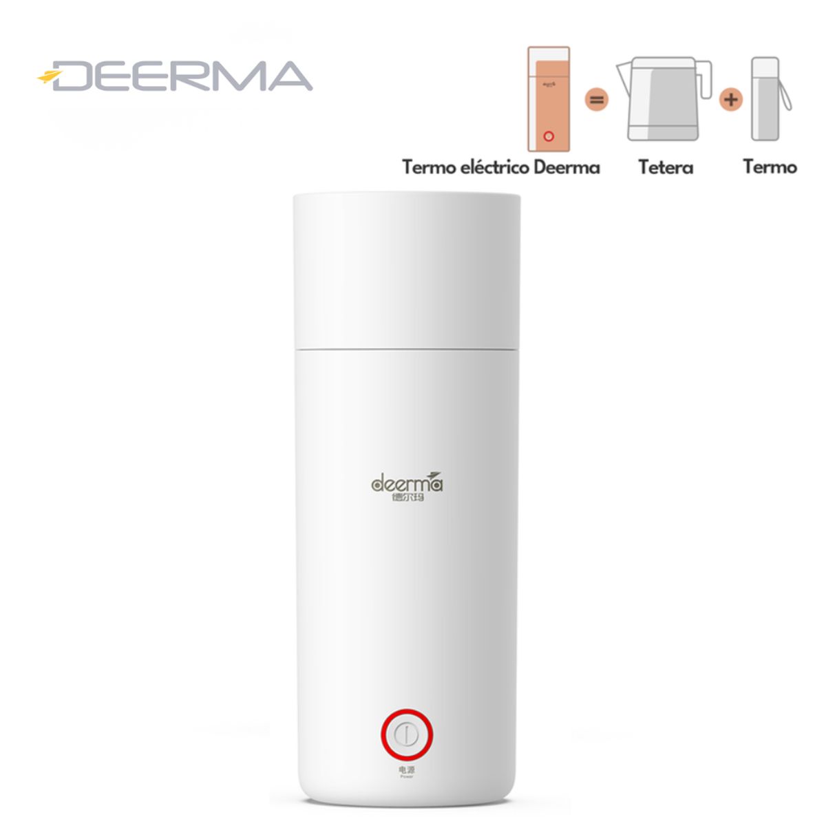 DEERMA - Termo Hervidor Eléctrico Deerma DEM-DR050 Portátil 350ml Acero Inox