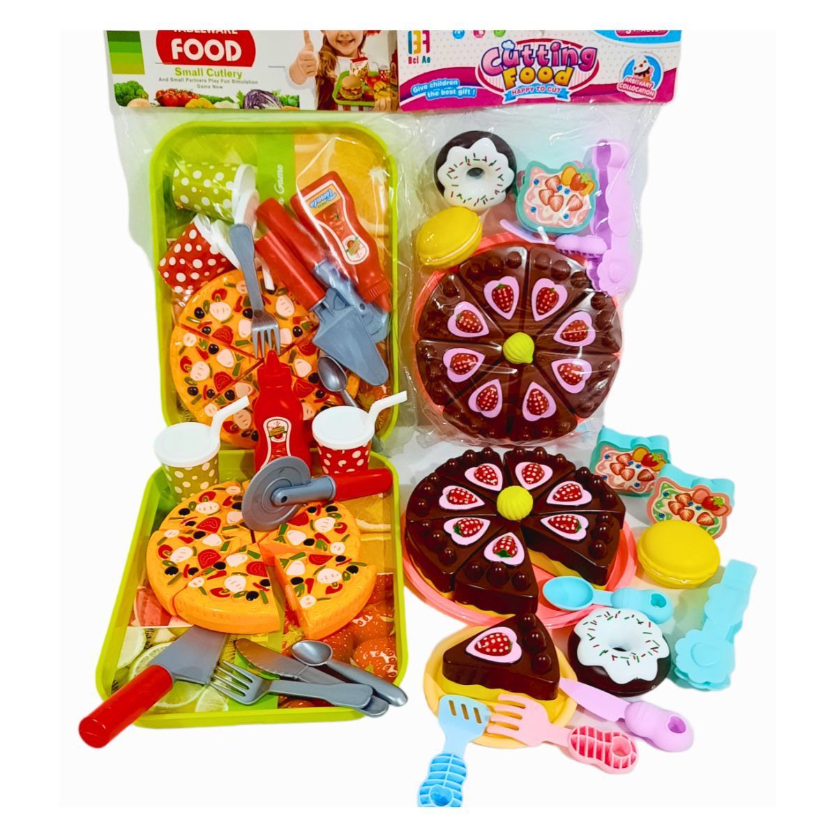 GENERICO - SET DE PIZZA Y TORTA CON ACCESORIOS JUGUETES PARA NIÑOS
