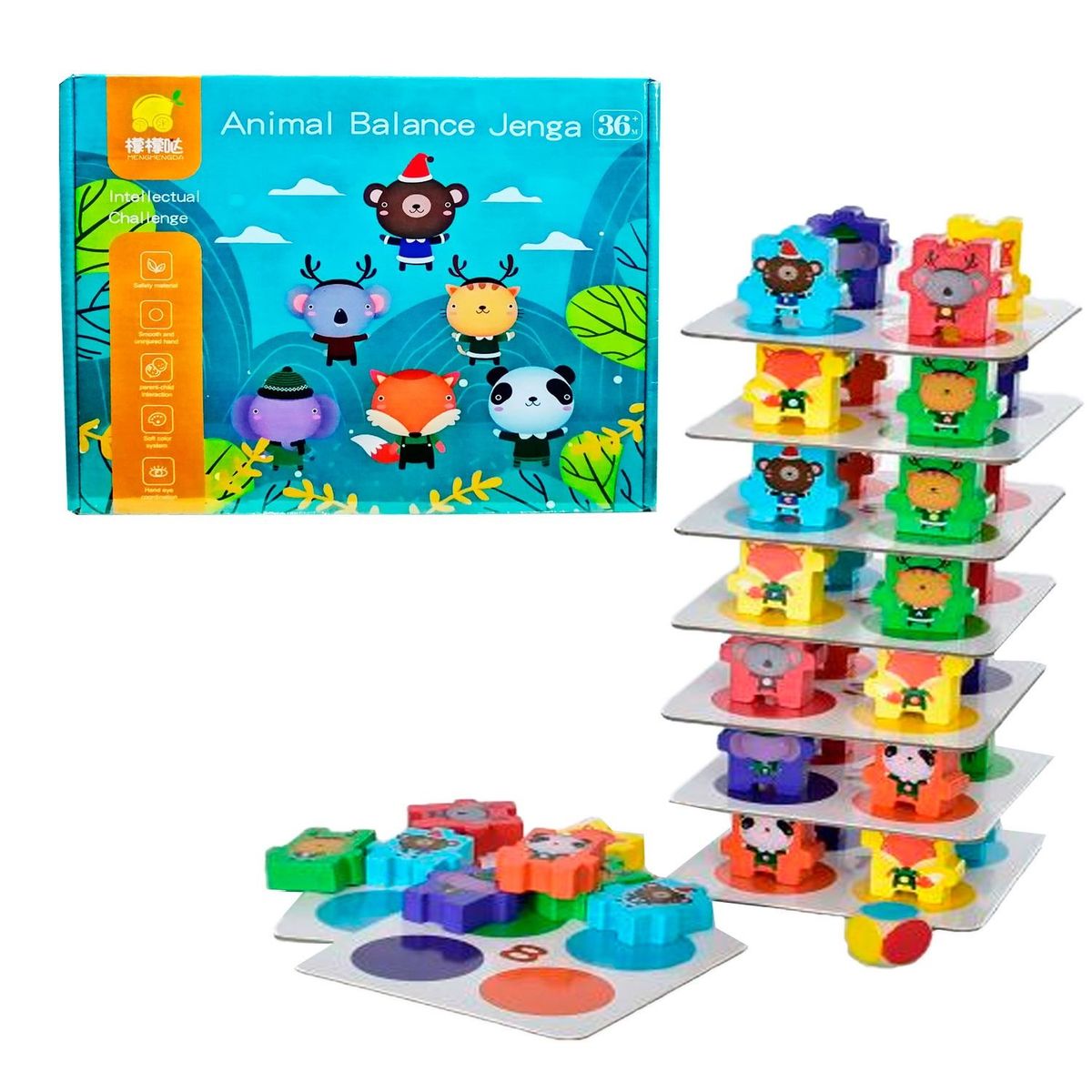 GENERICO - Juego Jenga educativa para niños de animales