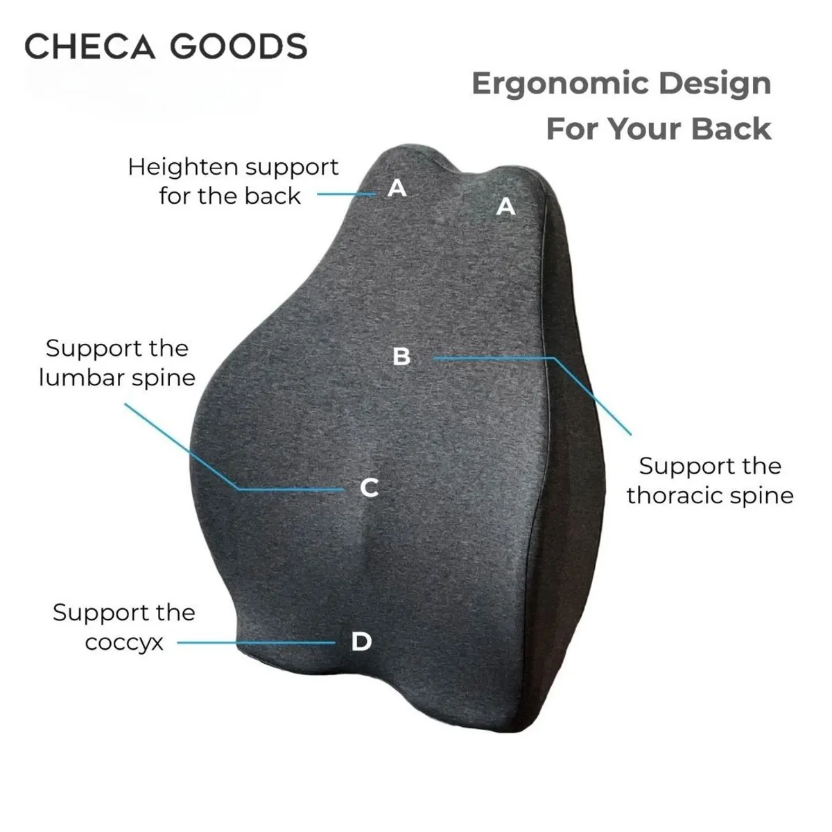 CHECAGOODS - Respaldar para cuidado de Espalda Ergonómico Checa Goods B4 Gris