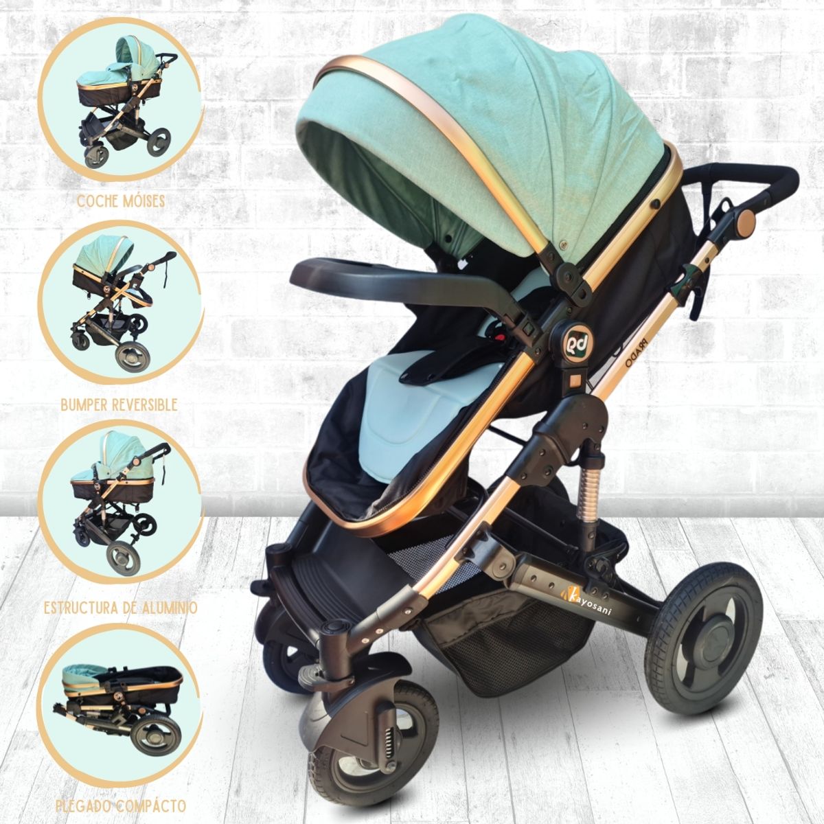 BABY GO - Coche Deportivo Moisés para Bebé «PRADO» Green