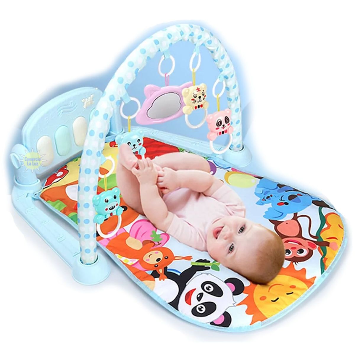 GENERICO - Gimnasio Piano Para Bebé con luces y música Panda Celeste