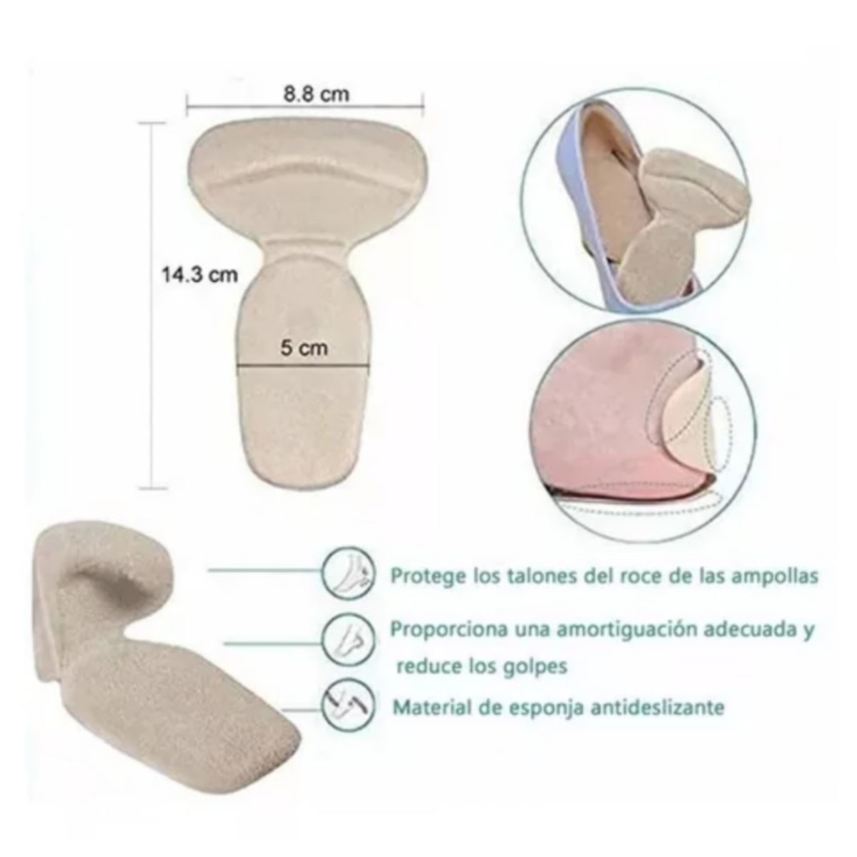 GENERICO - Almohadilla Plantilla Zapato Tacón Protector Talón Adhesivo