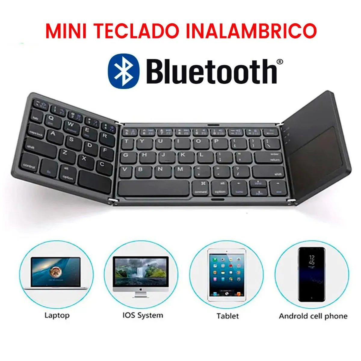 SEISA - Teclado Inalambrico Portatil para Android IOS IPHONE MAC Bluetooth