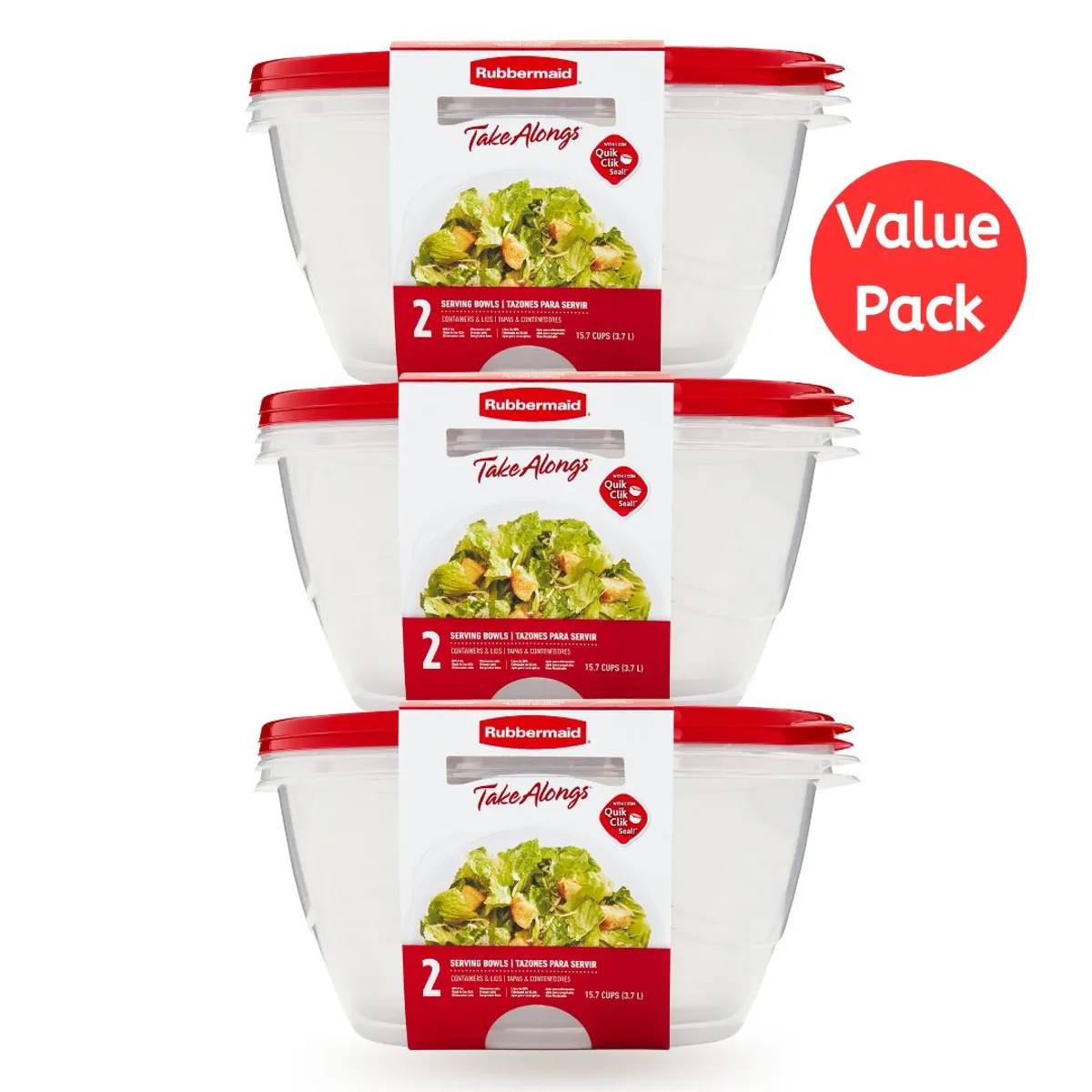 RUBBERMAID - Set x 6 Tapers Herméticos Takealongs 3.7 L