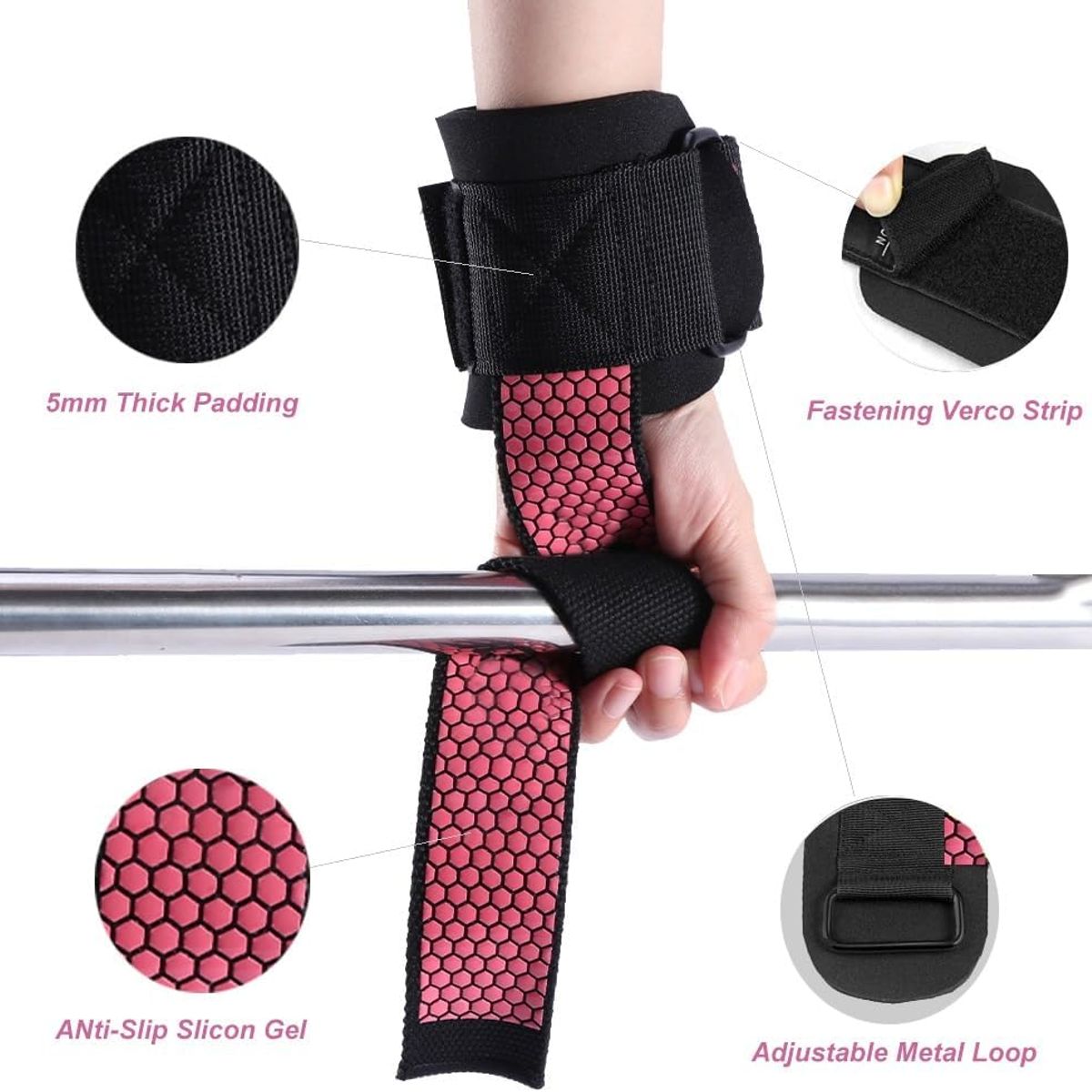 GENERICO - Straps Levantamiento De Pesas Antideslizantes Con Muñequera