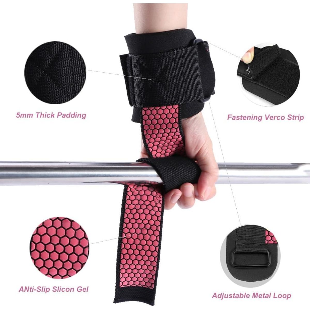 GENERICO - Straps Levantamiento De Pesas Antideslizantes Con Muñequera