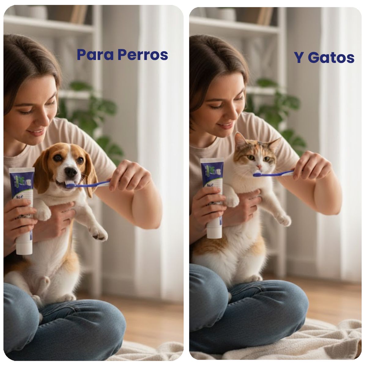 GENERICO - Kit Cepillo Y Pasta Dental Para Perros y Gatos - Cuidado Bucal