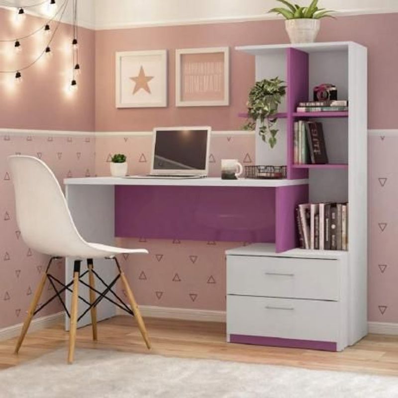 AMUEBLE - Escritorio de melamine Borde LILA Tiendas Amueble