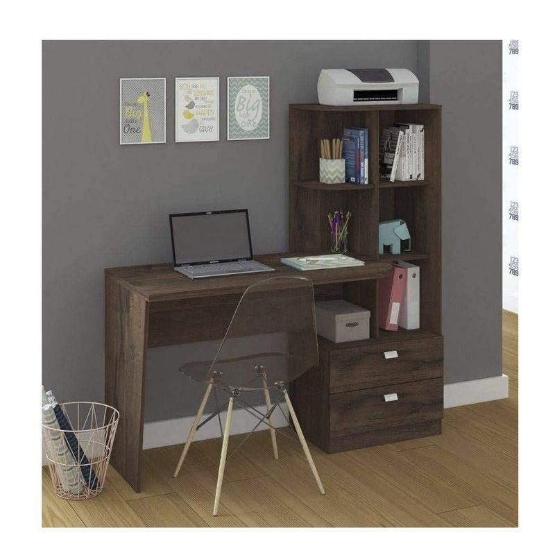 AMUEBLE - Escritorio de melamine Borde MARRON Tiendas Amueble