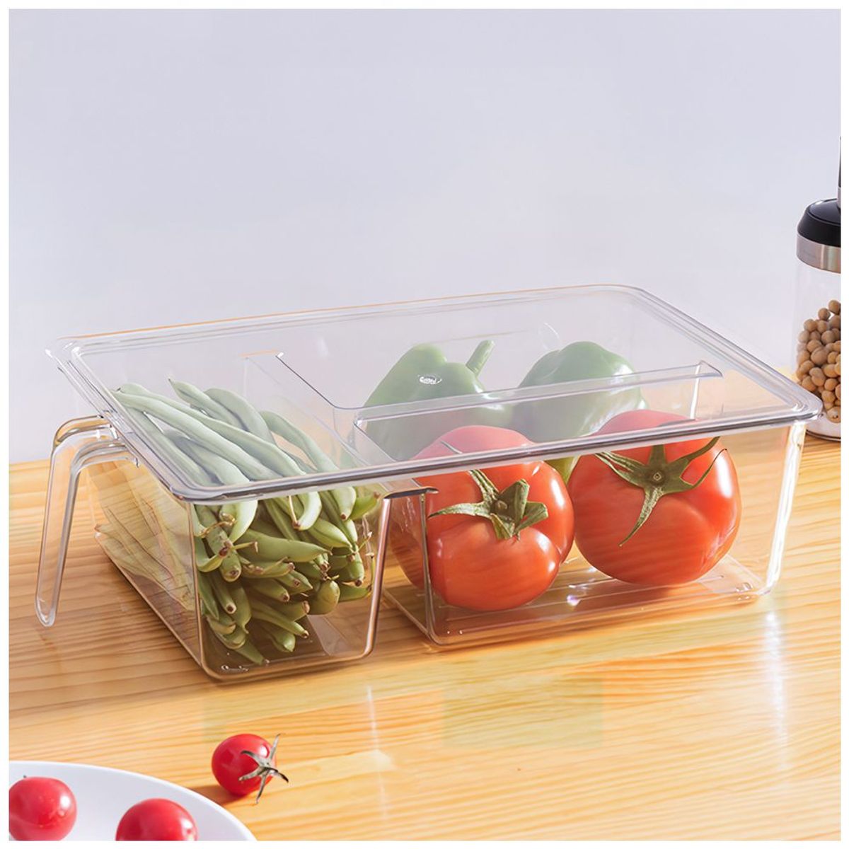 KELLER - Organizador Contenedor de Alimentos Frutas 3 Divisiones con Tapa C37