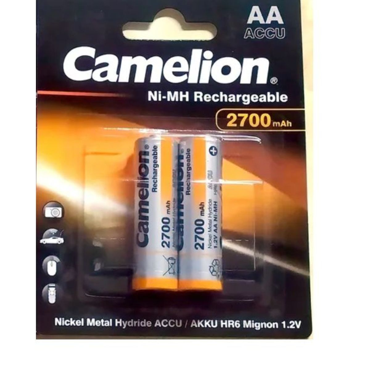 CAMELION - Pilas AA Recargables 2700 mAh CAMELION x2 unidades 1.2V