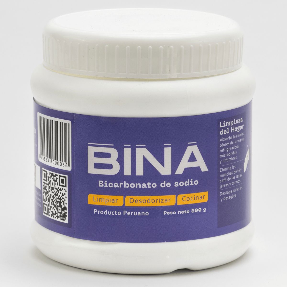 BINA - Bicarbonato de Sodio Premium grado alimenticio multiusos