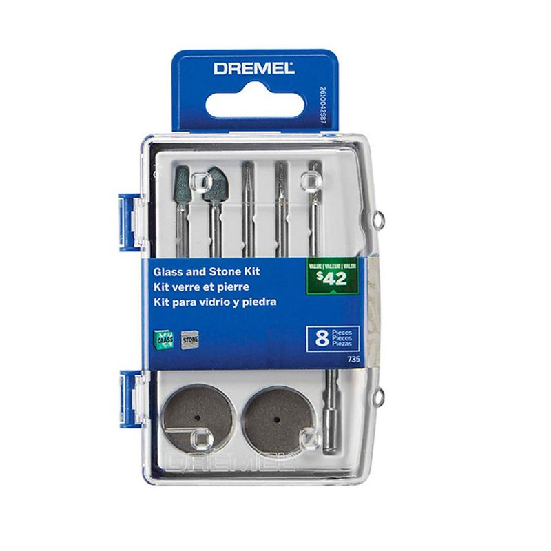 DREMEL - Micro kit de 8 accesorios giratorios para vidrio y piedra dremel 735