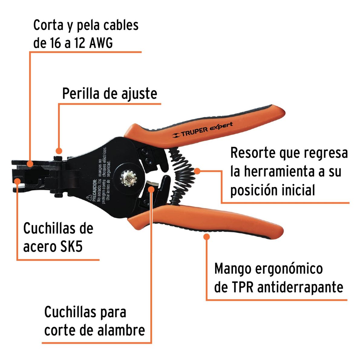 TRUPER - Pela cables profesional automática de precisión Pinza 6p Truper Expert
