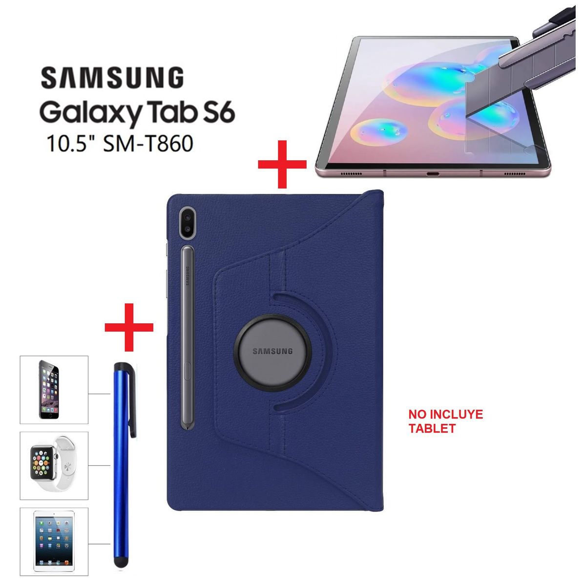 GENERICO - Funda + Mica + Lapiz para Samsung Tab S6 10.5 SM-T860 Protector Case