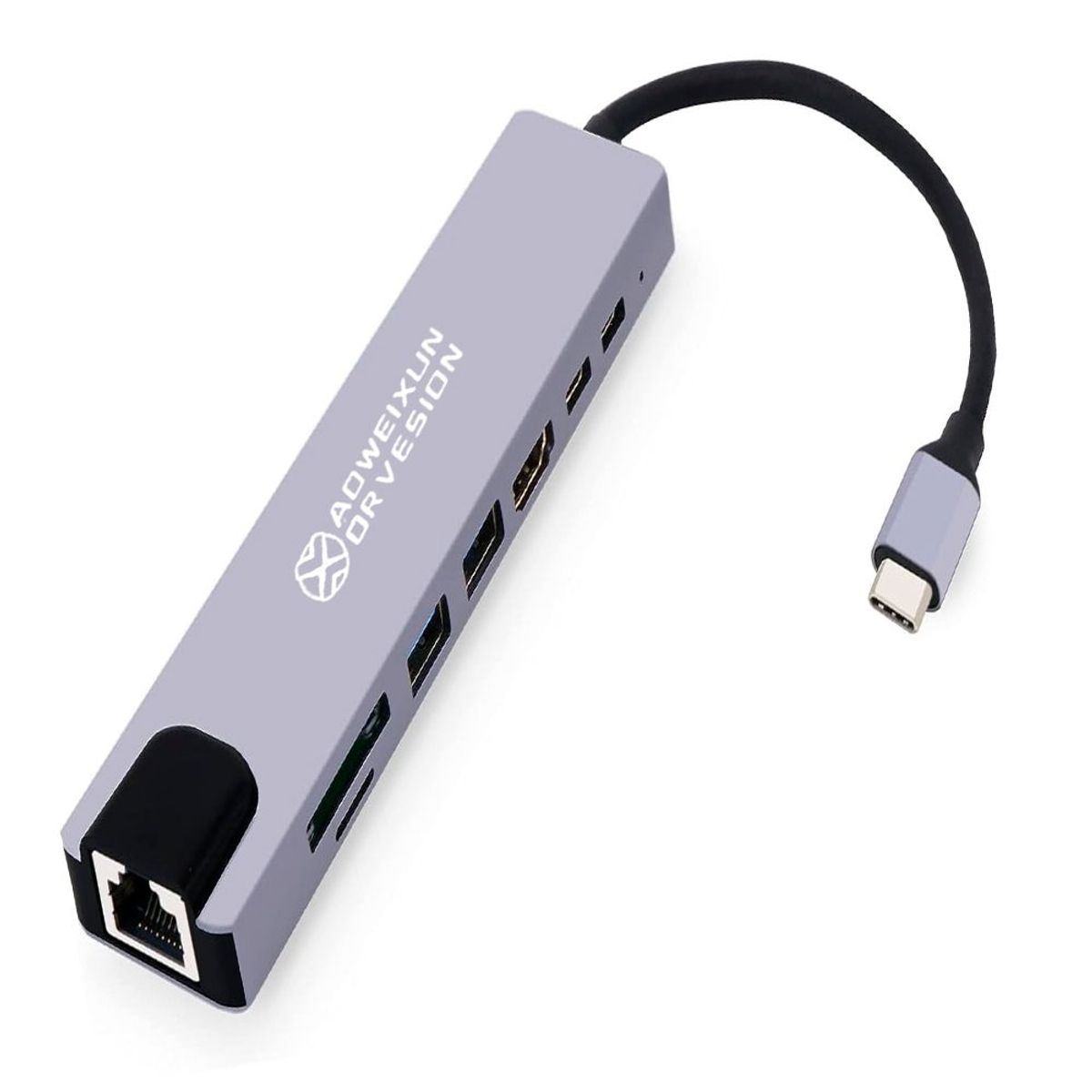 GENERICO - Adaptador HUB De 8 Puertos Multifuncional Con USB 3.0 y Entrada HDMI OX1071