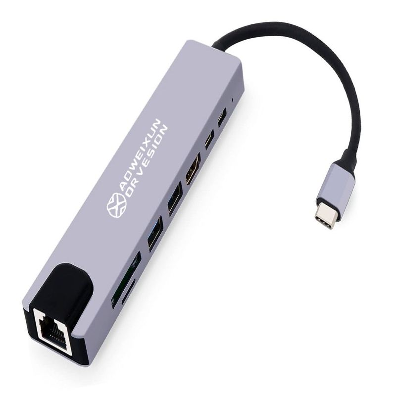 GENERICO - Adaptador HUB De 8 Puertos Multifuncional Con USB 3.0 y Entrada HDMI OX1071