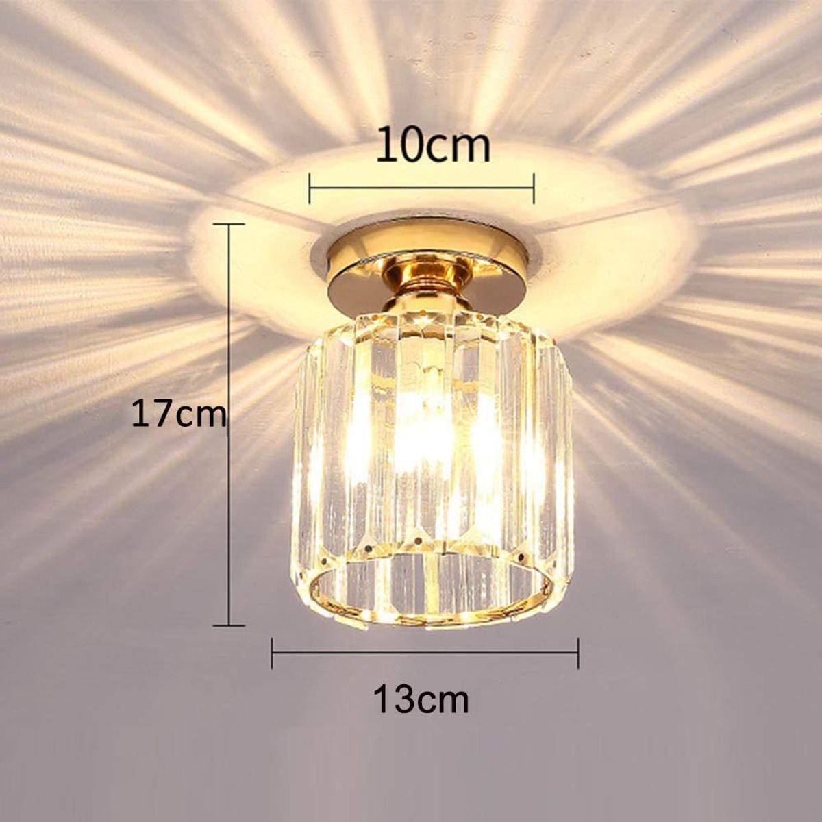 PUREPOWER - Mini lámpara de techo moderna e27 araña cristal Oro