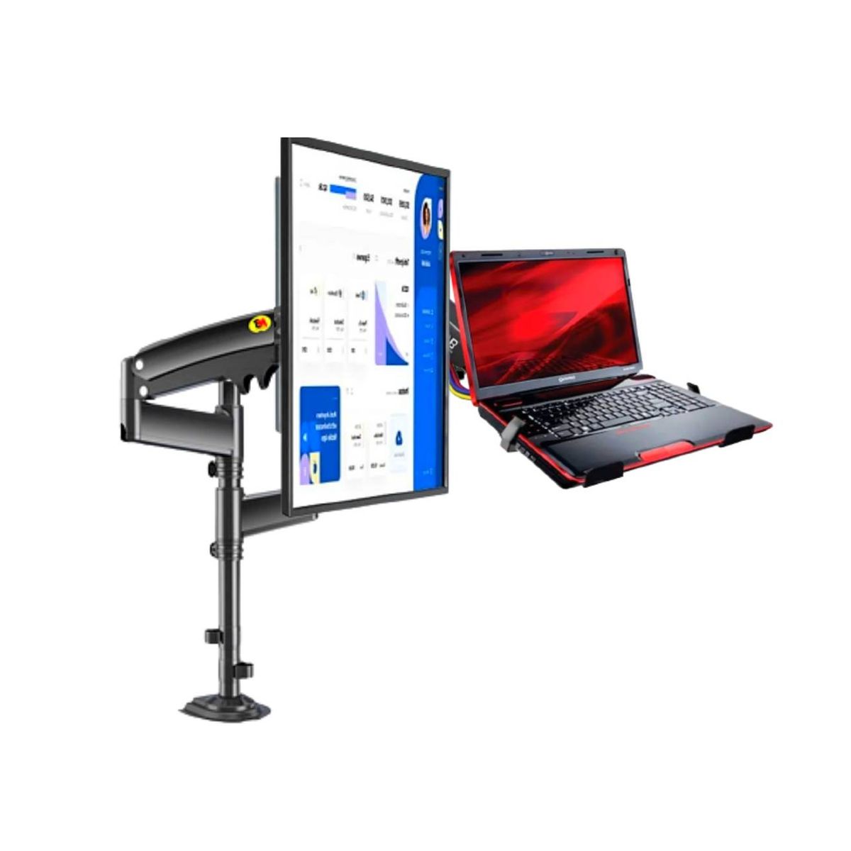 NB NORTH BAYOU - Brazo rack giratorio 2 monitores 17" 27" + Bandeja FP2 North Bayou