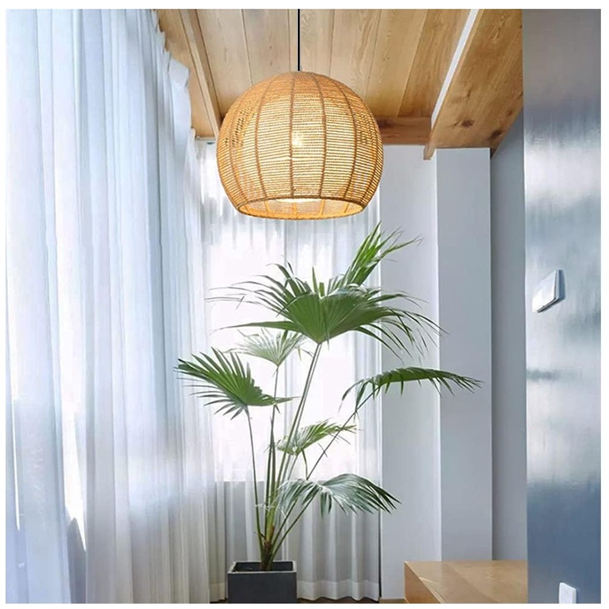 GENERICO - Lampara colgante de tejido con bola de hilo