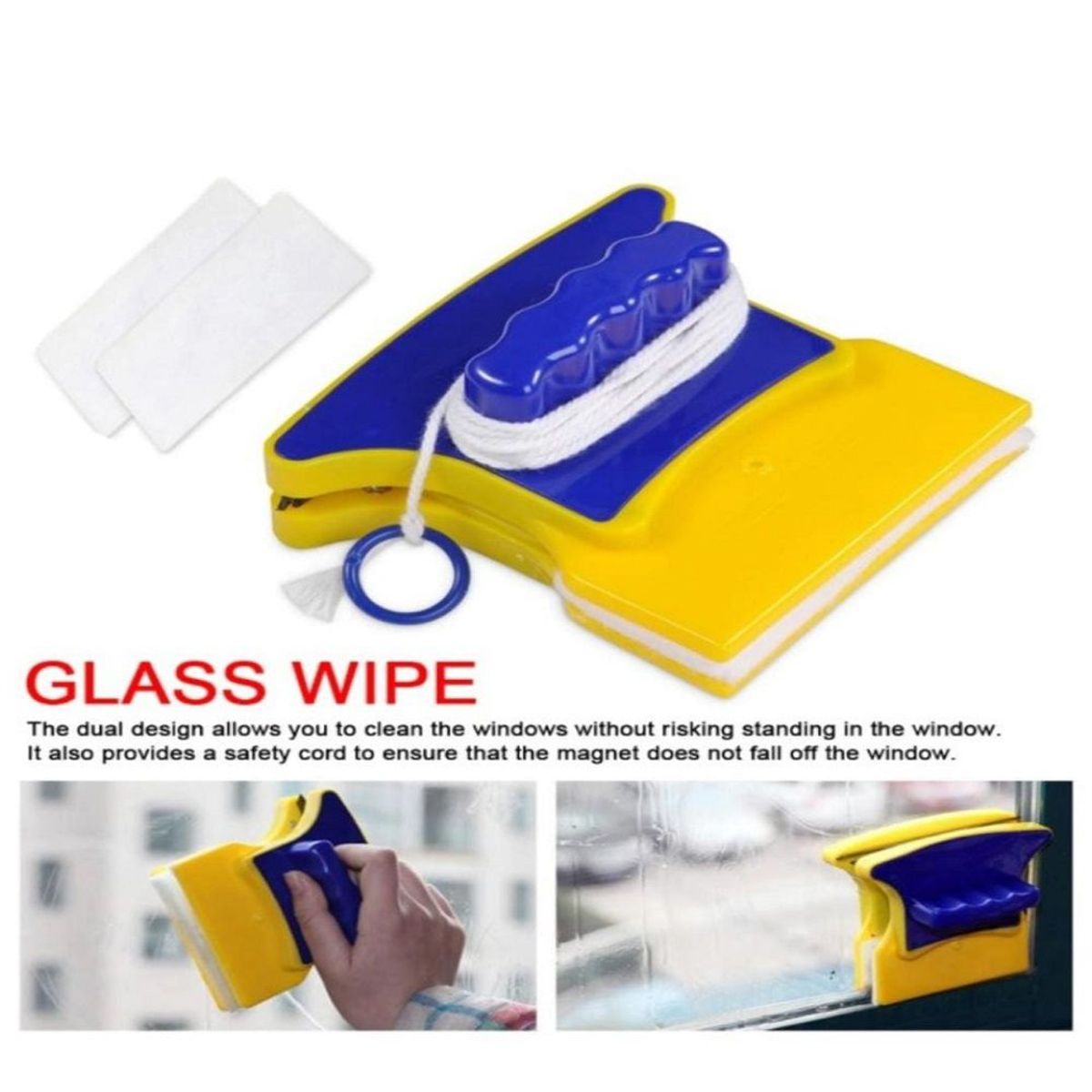 GENERICO - Limpia Vidrios Lunas Magnetico Interior y Exterior