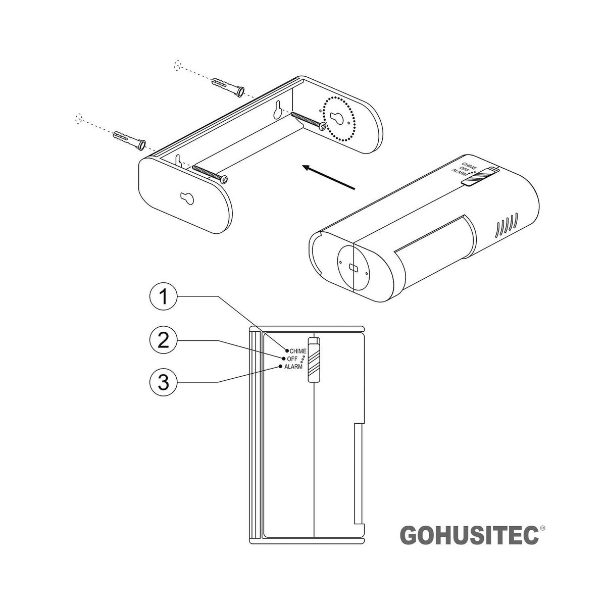 OPALUX - Kit Pila+ Sensor de Movimiento c/ Alarma y  TimbreAlarma de Seguridad