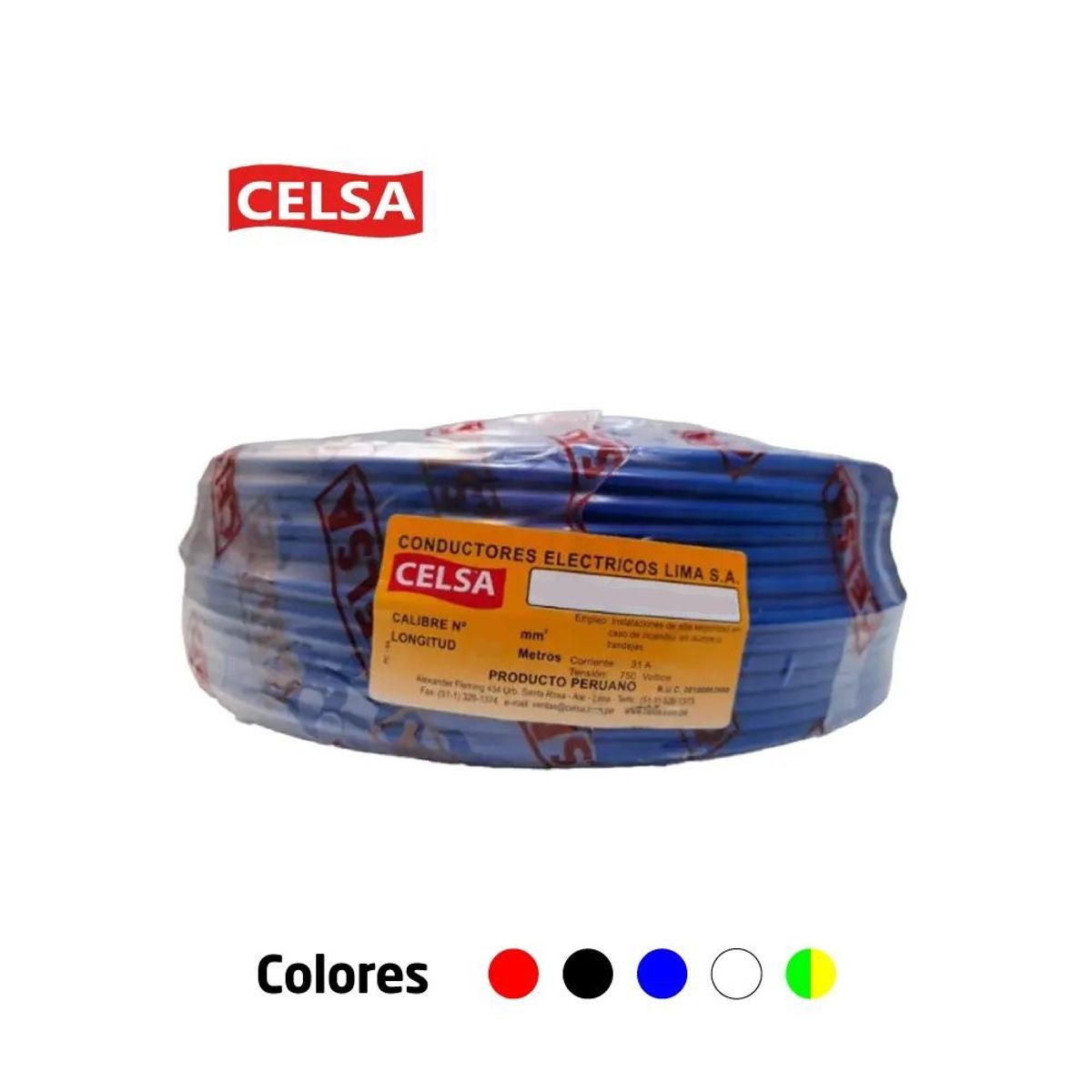 CELSA - CABLE THW-90 CAB. 450/750V 14 AWG CELSA - Azul - 100 Metros