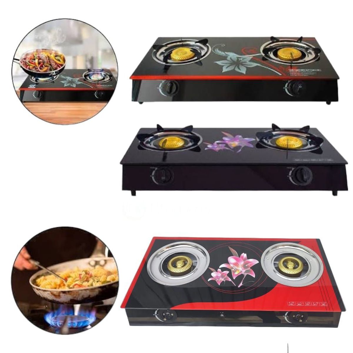 GENERICO - Cocina Estufa de Gas de Vidrio Templado 2Hornillas