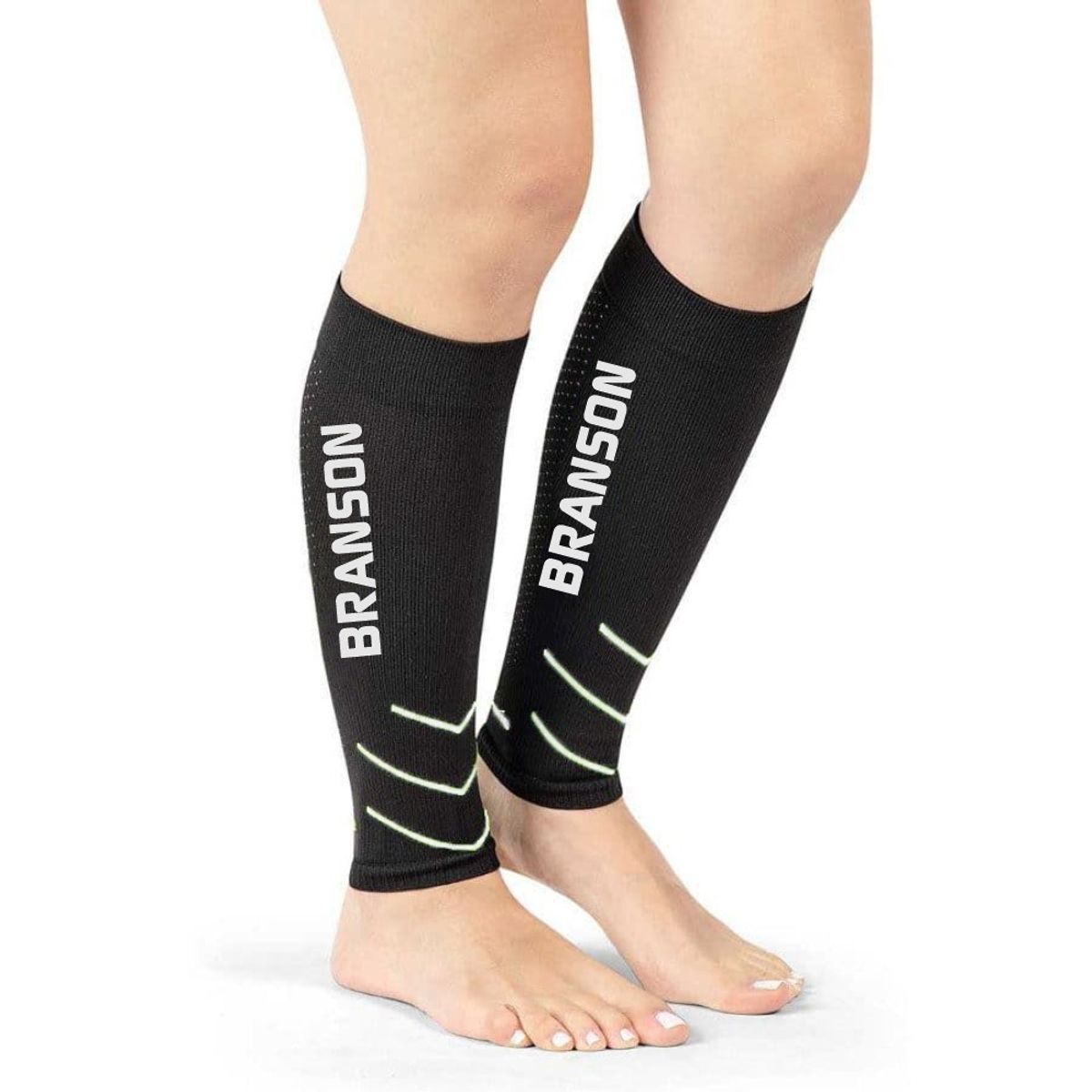 BRANSON - Pantorrilleras Running de Compresión Talla L NegroBlanco
