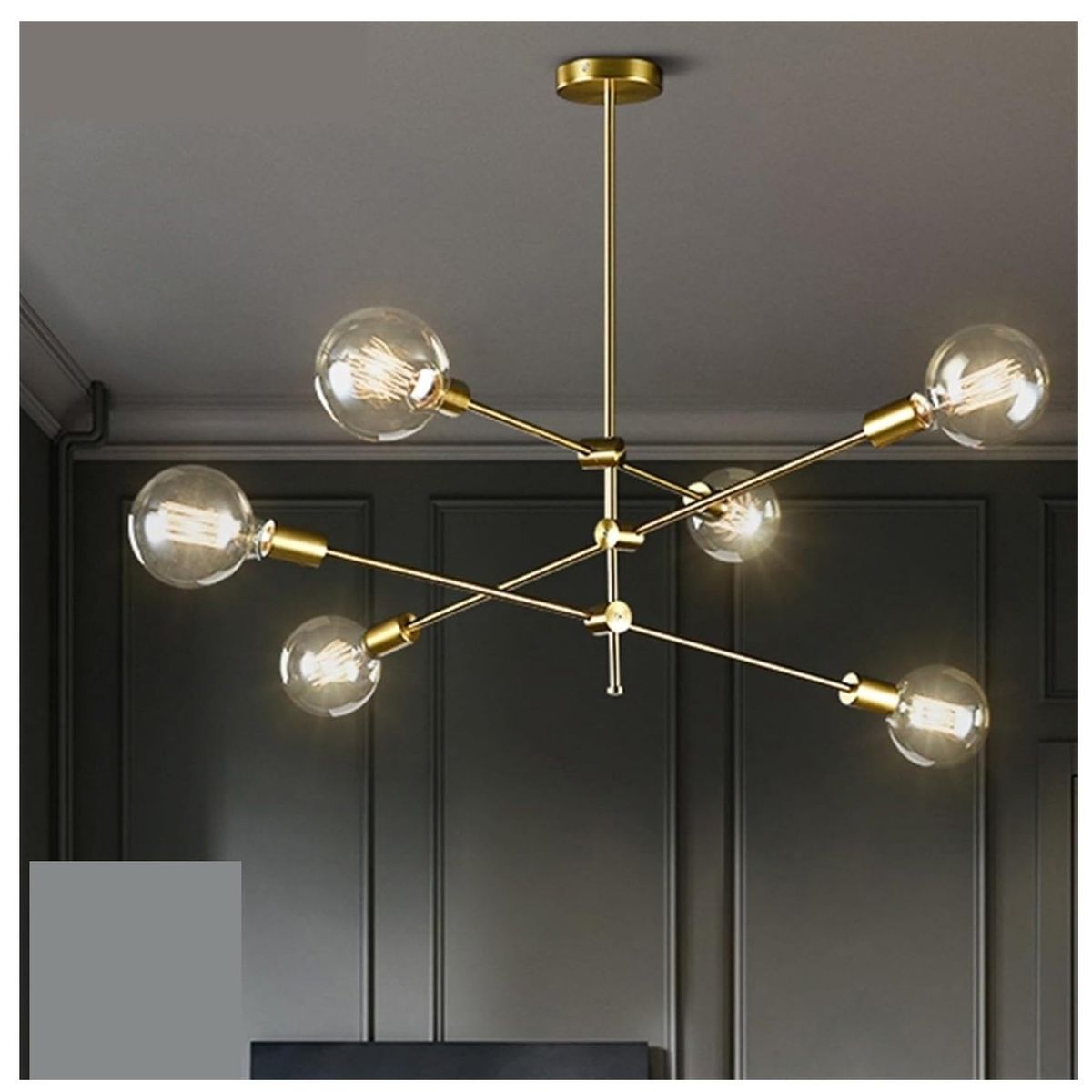 GENERICO - Lámpara colgante araña dorado - Incluye 6 focos
