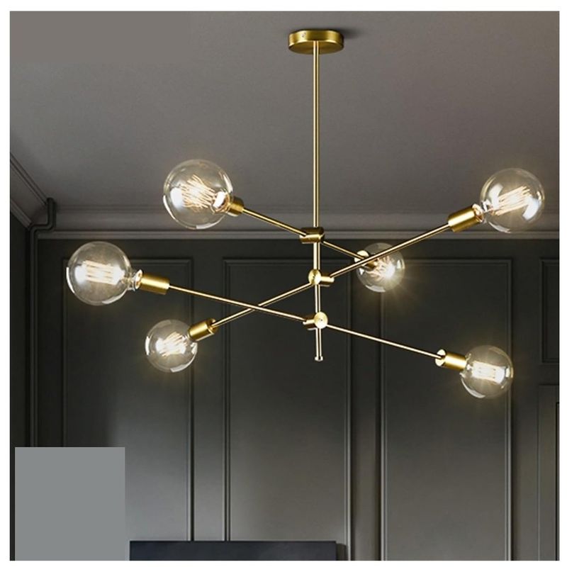 GENERICO - Lámpara colgante araña dorado - Incluye 6 focos