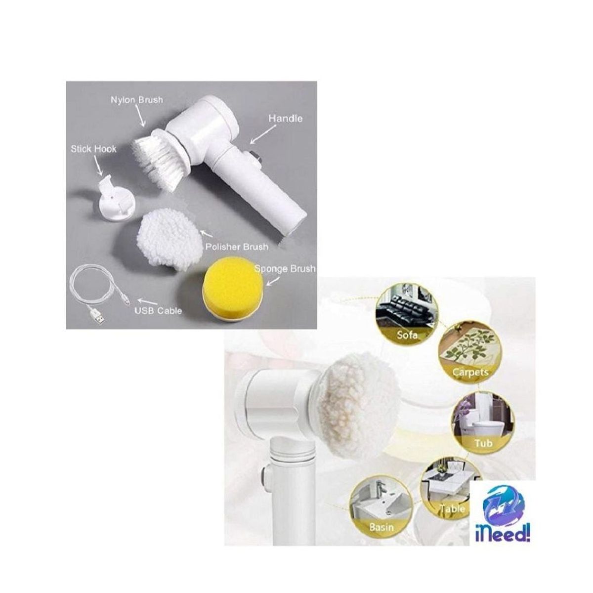 GENERICO - Cepillo De Limpieza Eléctrico Multiuso - Magic Brush 5 En 1