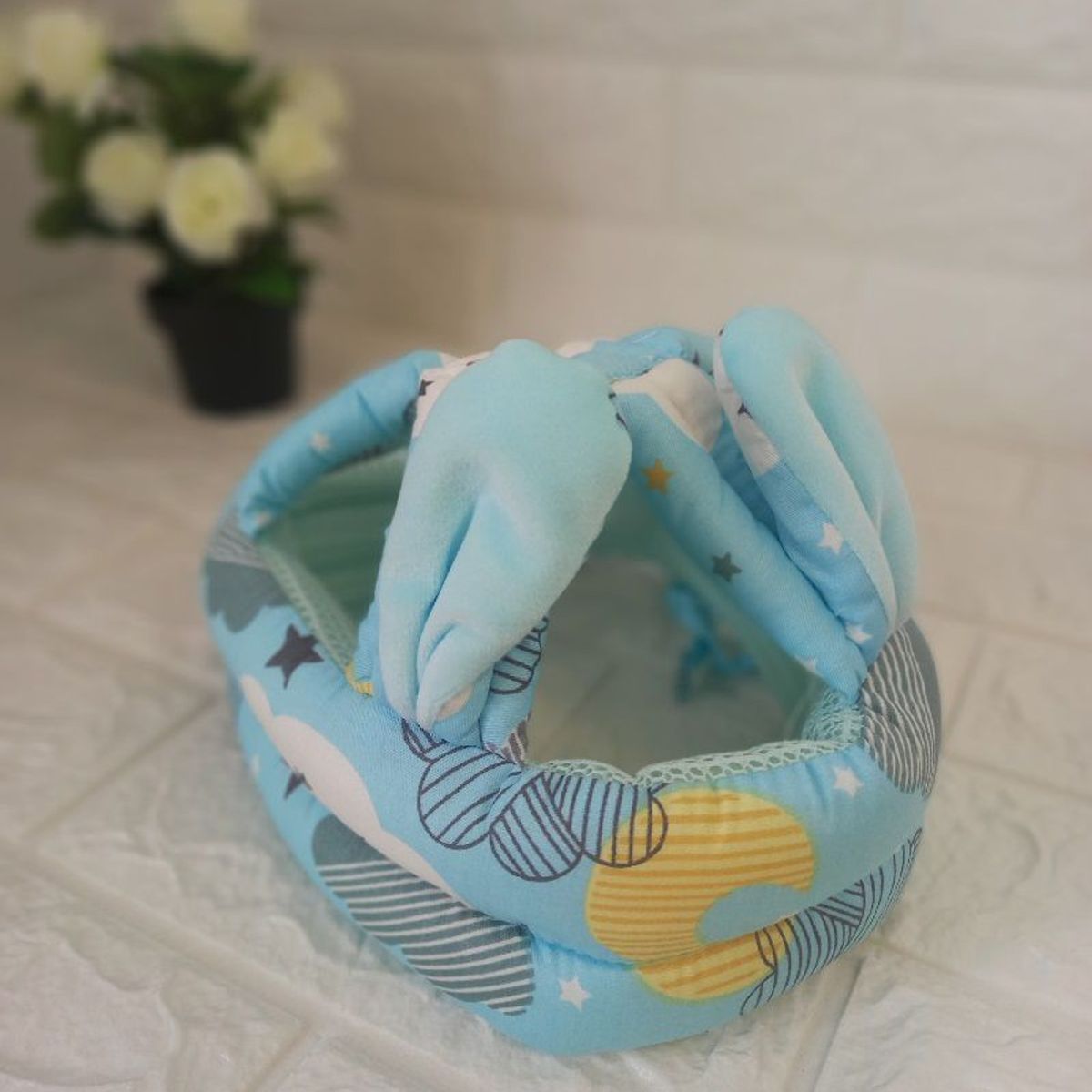 GENERICO - Casco Protector para Bebe con Orejitas Celeste