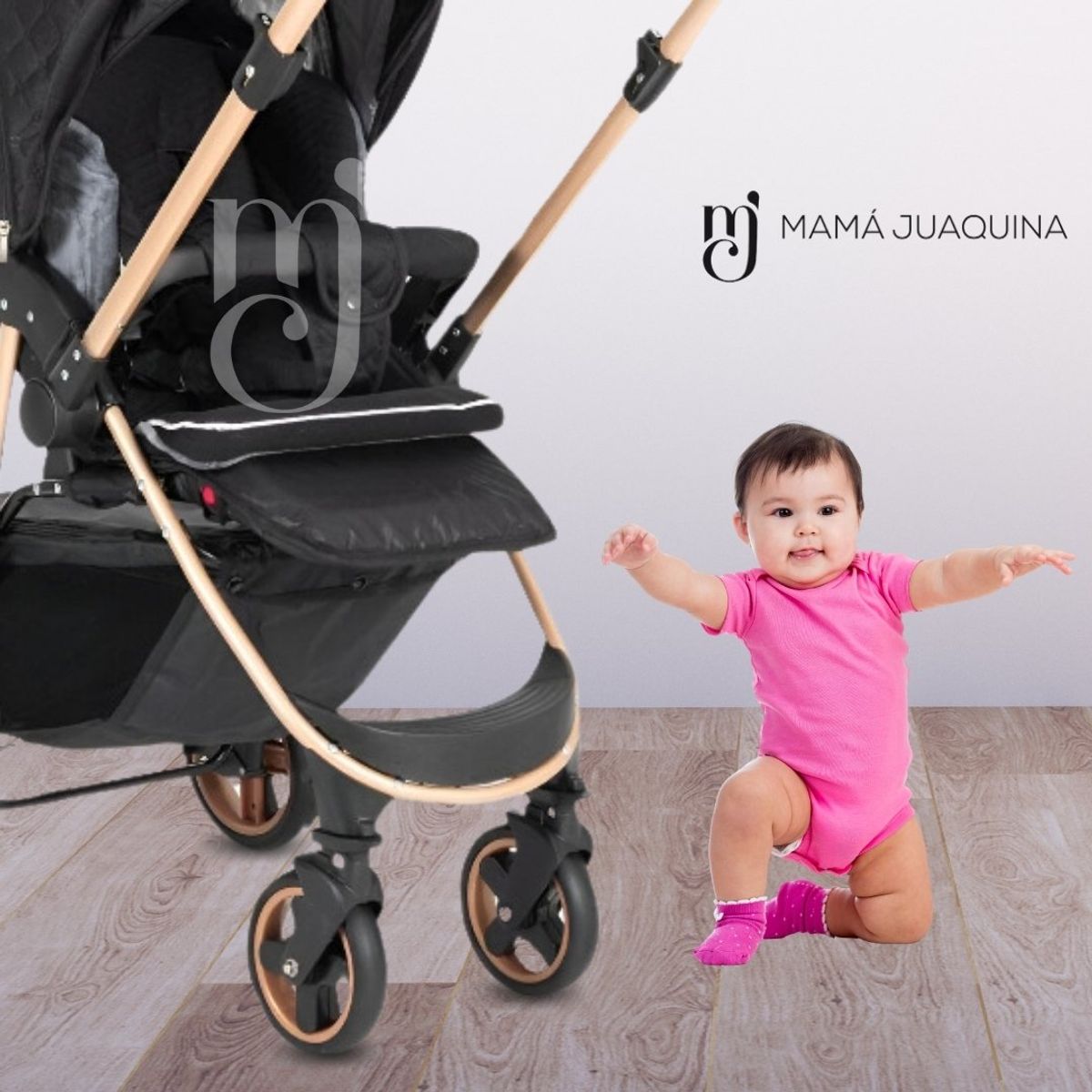 BABY HAPPY - Coche Cuna De Lujo «VALENCIA GOLD» Original Black