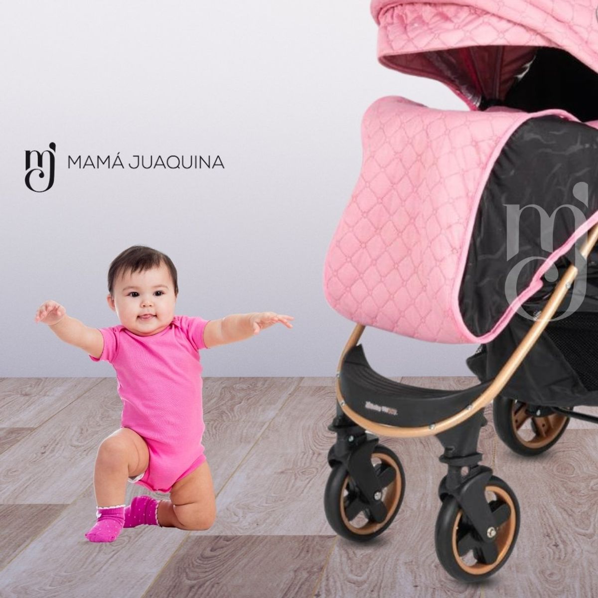 BABY HAPPY - Coche Cuna De Lujo «VALENCIA GOLD» Original Pink