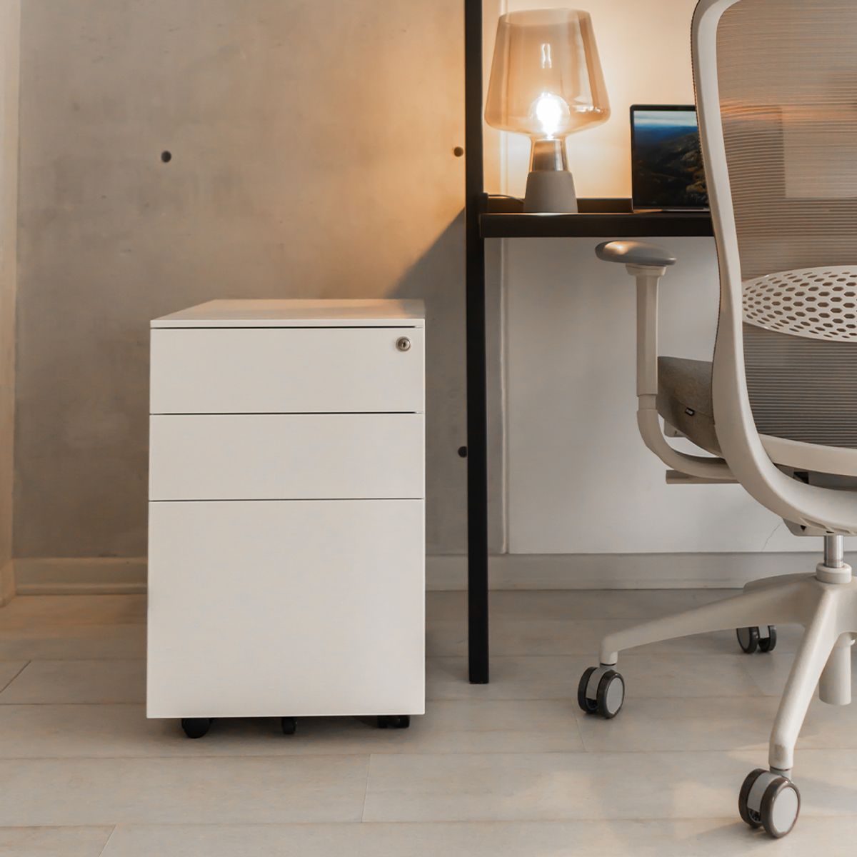 NIHM - Archivador Cajonera Workplace de Metal Blanco