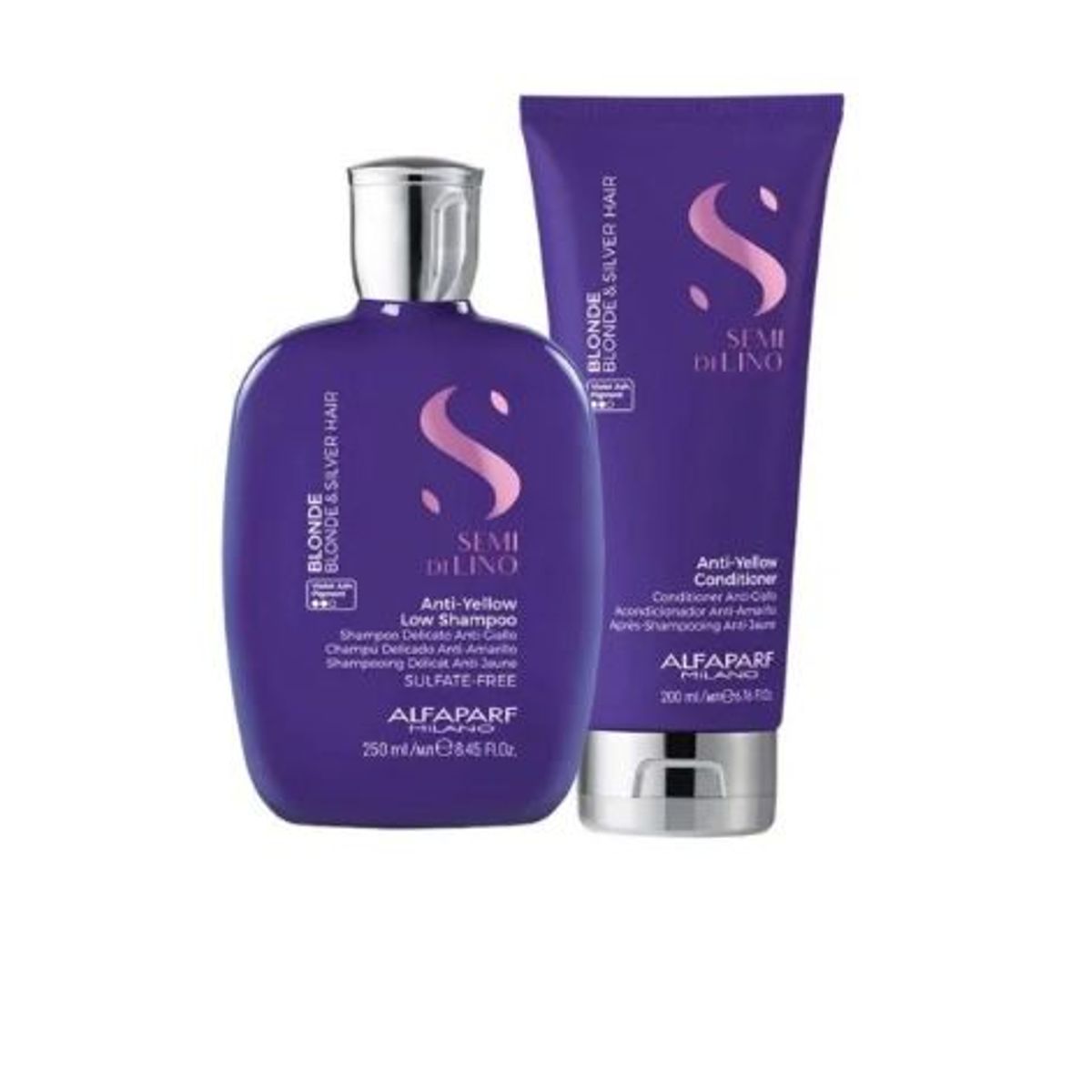 ALFAPARF MILANO - ALFAPARF SEMI DI LINO – Blonde Anti Yellow Dúo Shampoo 250 ml + Conditioner 200 ml