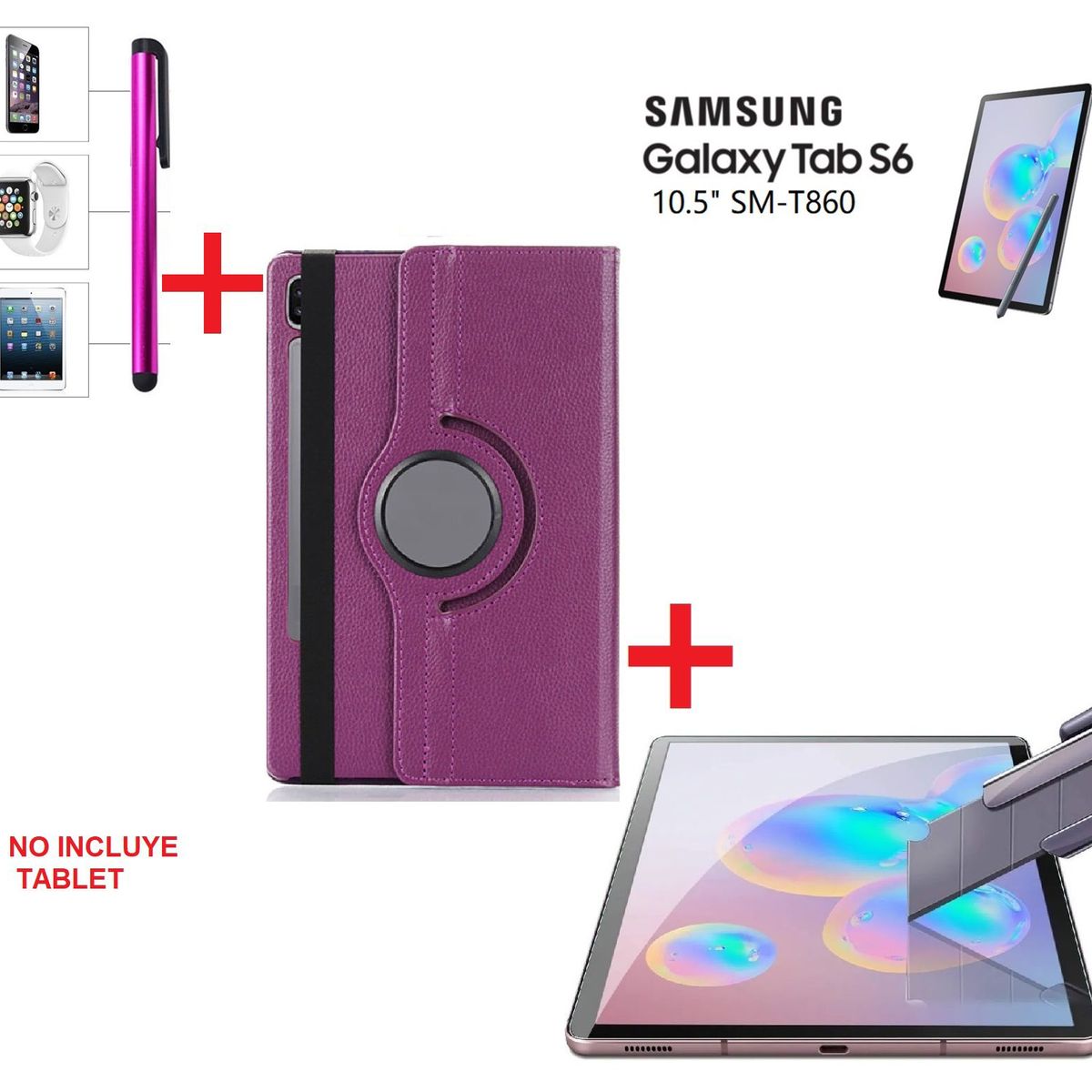 GENERICO - Funda + Mica + Lapiz para Samsung Tab S6 10.5 SM-T860 Protector Case
