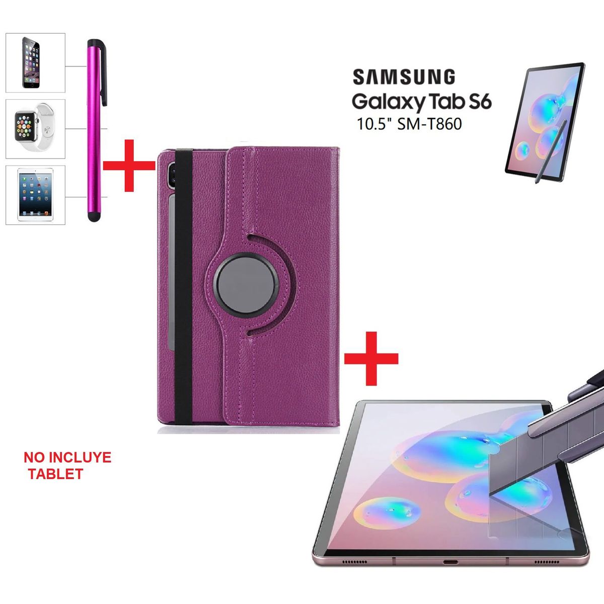 GENERICO - Funda + Mica + Lapiz para Samsung Tab S6 10.5 SM-T860 Protector Case
